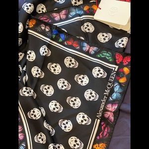 NWT Alexander McQueen silk skull butterfly scarf
